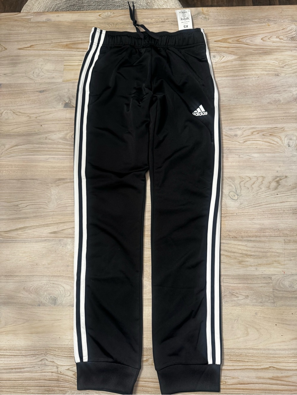 adidas Black Track Pants with White Side Stripes